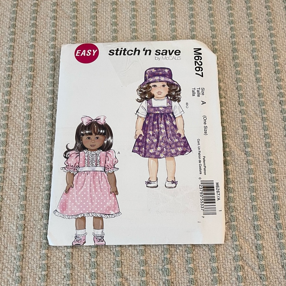New - McCall's Stitch 'n Save M6267 Sewing Pattern - Doll Clothes